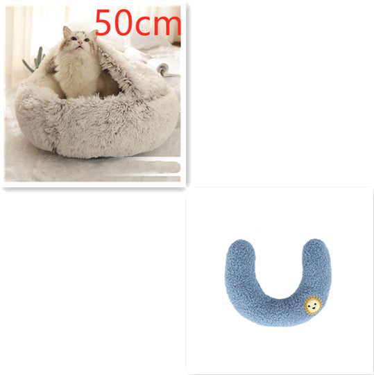 2 In 1 Round Plush Warm Pet Winter Bed