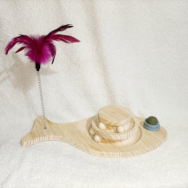 Solid Wood Turntable Bite Resistant Interactive Pet Toy