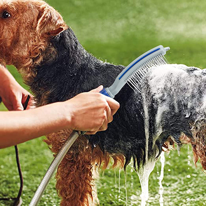 Pet Bath Brush With Shower Water Hose Attachment