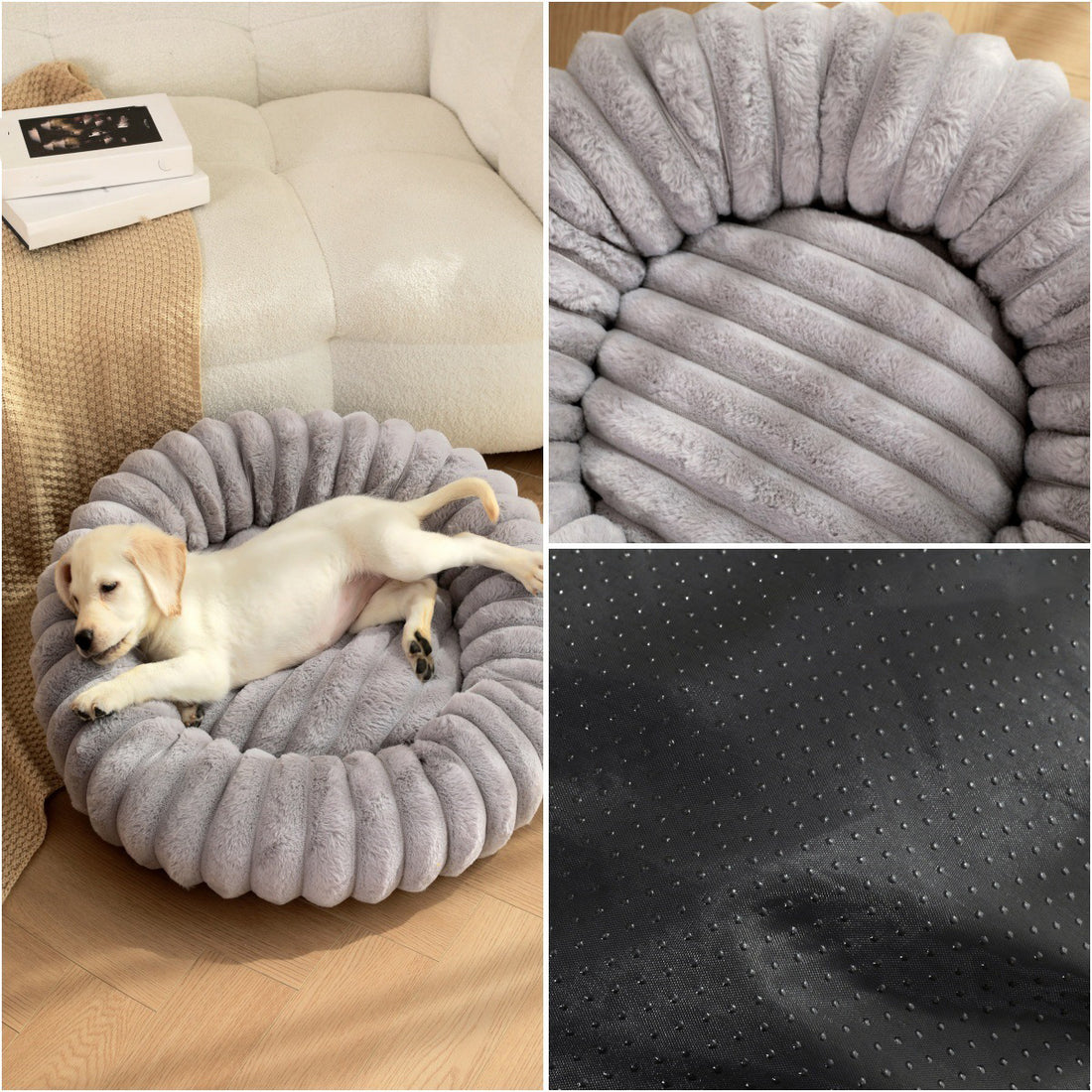 Warm Plush Round Pet Nest Bed With Thick Cushion