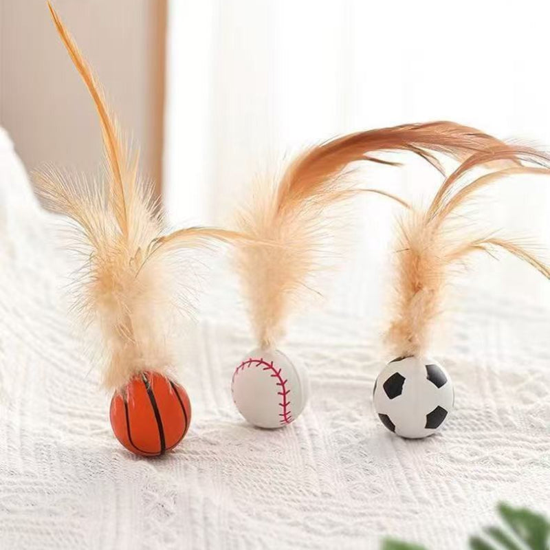 Self Entertainment Feather Bouncy Interactive Pet Ball Toy