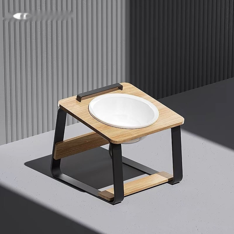 Ceramic Double Bowl Pet Water Feeding Bowl Protect Cervical Spine Food Holder