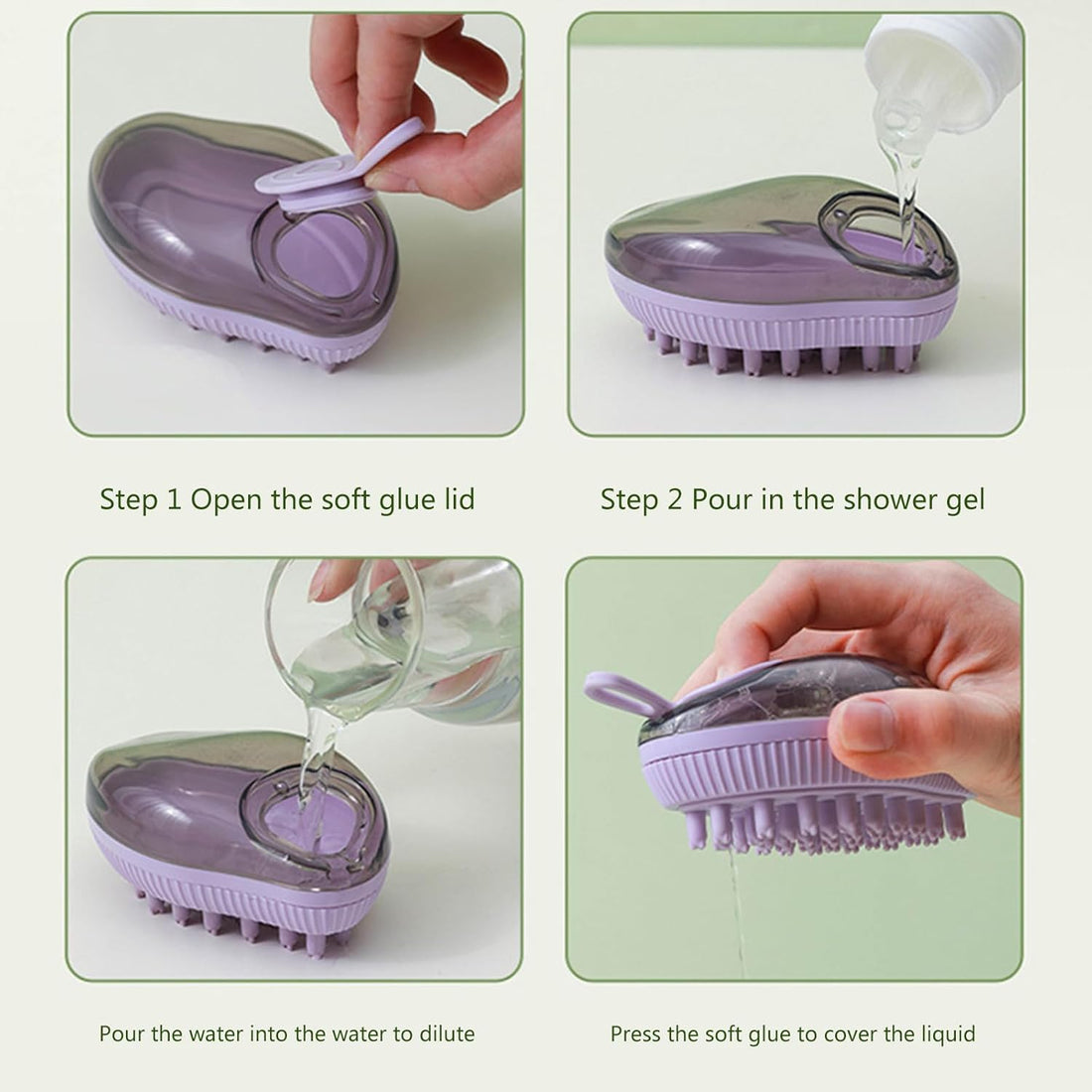 Silicone Pet Bath Brush With Soap Dispenser Grooming Brush