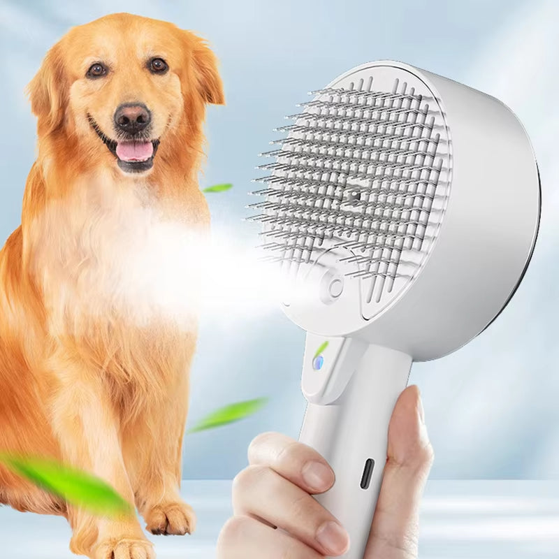 3 In 1 Electric Pet Steam Grooming Brush Massage Spray Tool