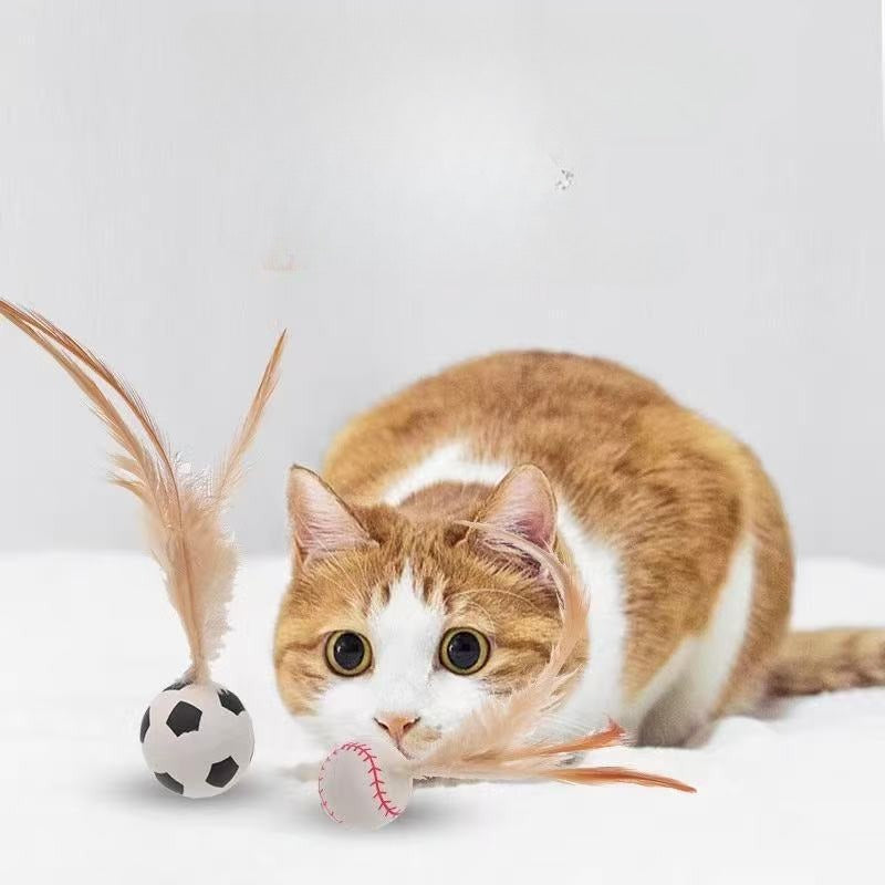 Self Entertainment Feather Bouncy Interactive Pet Ball Toy