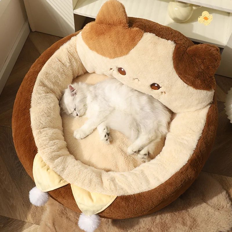 Round Warm Plush Pet Sofa Bed Cushion