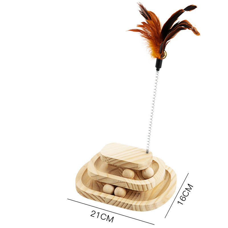 Solid Wood Turntable Bite Resistant Interactive Pet Toy