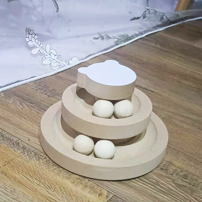 Solid Wood Turntable Bite Resistant Interactive Pet Toy