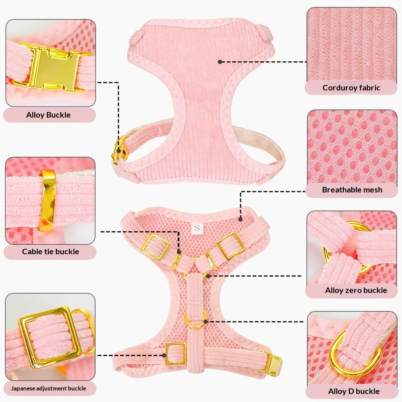 Adjustable Pet Leash And Harness Set For Outdoor Walking