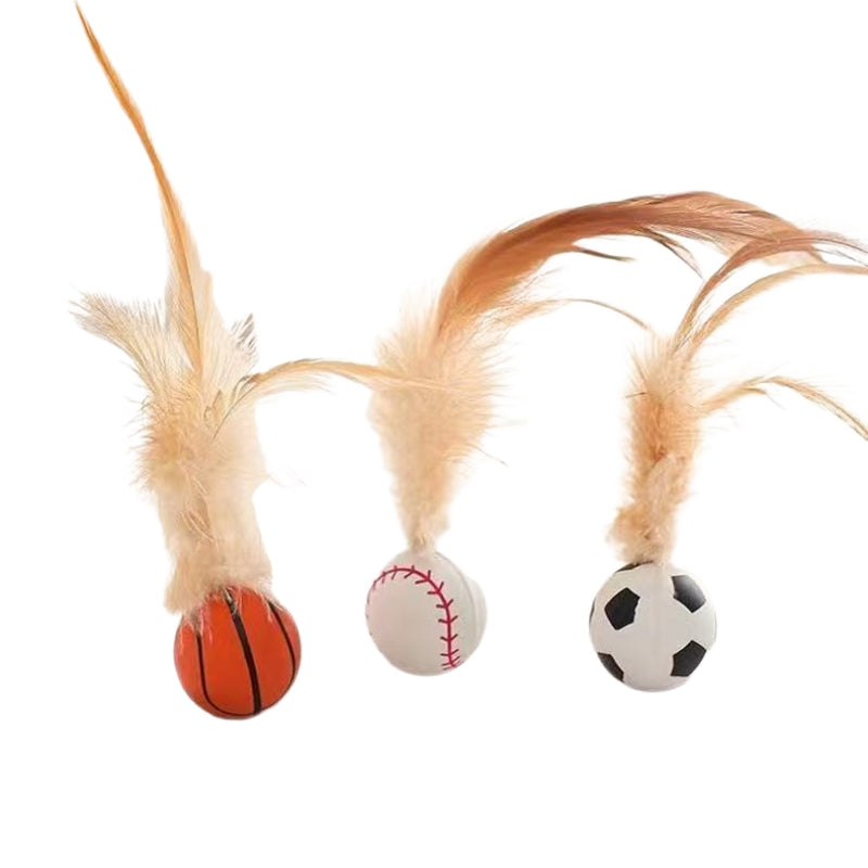 Self Entertainment Feather Bouncy Interactive Pet Ball Toy