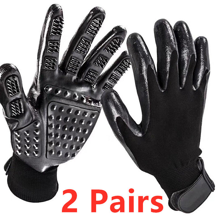 Soft Rubber Pet Grooming Glove For Shedding And Bathing Use