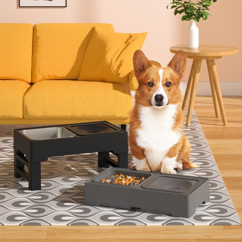 Adjustable Height Stainless Steel Double Bowl Pet Feeding Stand