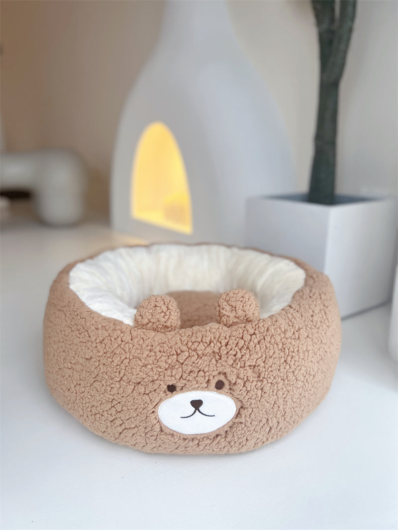 Cartoon Plush Round Four Seasons Universal Pet Nest Bed